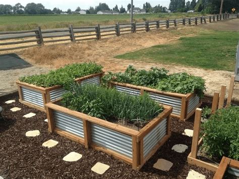 corrigated metal planter boxes|galvanized steel raised garden bed.